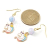 Alloy Enamel Unicorn Dangle Earrings with Glass Beaded EJEW-JE05335-4