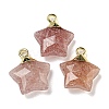 Natural Strawberry Quartz Pendants G-P540-01G-08-1