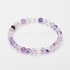 Natural Fluorite Beaded Stretch Bracelets BJEW-F202-05-1