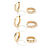 3 Pairs Circle Brass Clear Cubic Zirconia Hoop Earrings Set of Three FV3225-1