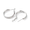 Rhodium Plated 925 Sterling Silver Hoop Earrings EJEW-K258-13P-2