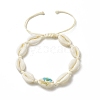 Narural Cowrie Shell Braided Bead Anklet for Women AJEW-AN00527-01-1