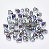 Transparent Spray Painted Glass Charms X-GLAA-R211-03-D01-1