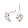 Brass Hollow Out Initial Letter Stud Earrings for Women EJEW-A044-01P-F-2