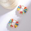 Enamel Striped Thick Hoop Earrings JE1110A-3