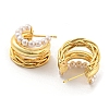 Rack Plating Brass Stud Earrings with Plastic Pearl Beaded EJEW-K263-26G-2