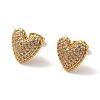 Rack Plating Heart Brass Micro Pave Cubic Zirconia Stud Earrings EJEW-L224-73G-2