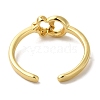 Moon & Flower Rack Plating Brass Open Cuff Finger Rings for Women RJEW-L123-011G-3