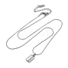 304 Stainless Steel Rectangle Pendant Snake Chain Necklaces for Women Men EJEW-Z044-02P-2