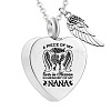 Stainless Steel Heart & Feather Pendant Urn Ashes Necklaces PW-WG6E859-03-1