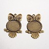 Owl Tibetan Style Alloy Big Pendant Cabochon Bezel Settings PALLOY-K109-11AB-NR-1