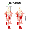 ANATTASOUL 2 Pairs 2 Colors Polyester Tassel with Pompom Boho Chandelier Earrings EJEW-AN0001-75-2