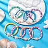 16Pcs 16 Colors Summer Beach Sea Turtle Synthetic Turquoise & Shell Pearl & Polymer Clay Beaded Stretch Bracelet Sets BJEW-JB10810-2