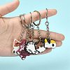 5Pcs 5 Style Cute Cartoon PVC Plastic Cat Pendant Keychain KEYC-YW0001-17-4