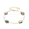 Rectangle Brass Abalone Shell Link Bracelets KK-D301-02G-2