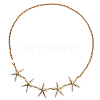 Bohemian Alloy White Enamel with Iron Starfish Link Belly Body Chains for Women AJEW-WH20006-348-1