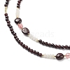 2Pcs 2 Style Natural Garnet & Cherry Quartz Glass Beaded Necklaces Set with 304 Stainless Steel Star & Lotus Charms NJEW-JN04073-6