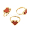 Heart Natural Gemstone Adjustable Rings RJEW-Q817-05G-2