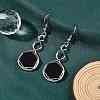 Hexagon Natural Obsidian Dangle Earrings EJEW-K298-01P-08-1