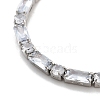 Brass Pave Clear Cubic Zirconia Rectangle & Flat Round Link Bracelets BJEW-YWC0002-02A-2