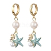 Natural Cultured Freshwater Pearl & Brass Enamel Hoop Dangle Earrings for Women EJEW-JE07268-03-3