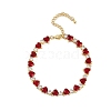 Brass Micro Pave Red Cubic Zirconia Chain Bracelets for Women BJEW-M047-02B-4