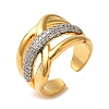 Rack Plating Brass Micro Pave Clear Cubic Zirconia Cuff Rings for Women RJEW-G325-13G-GP-1