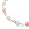 3Pcs Natural Morganite & Brass Beads Link Chain Bracelets for Women BJEW-JB12595-4