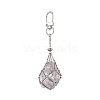 Stainless Steel Braided Chain Macrame Pouch Empty Stone Holder Pendant Decorations HJEW-JM02057-2