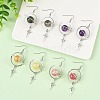 4 Pairs 4 Styles Natural Gemstone & Alloy Pendant Dangle Earrings EJEW-TA00818-1