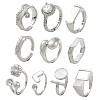 10Pcs 10 Styles Brass Adjustable Rings & Open Cuff Rings Set RJEW-A039-02P-1