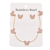 Butterfly 304 Stainless Steel Enamel Necklaces & Stud Earrings Setss for Women SJEW-K003-04G-4