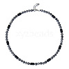 6mm Round Natural Map Stone & Natural Lava Rock Beaded Necklaces for Men and Women UU3389-1-1