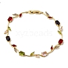 Leaf Brass Micro Pave Cubic Zirconia Link Chain Bracelets for Women LS-BJEW-D455-01G-04-4