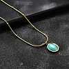 Imitation Cat Eye Oval Pendant Necklace with Round Snake Chains NJEW-G085-06G-2