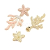 Coral with Starfish Enamel Stud Earrings EJEW-M005-05A-02-2