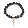 Natural Lava Rock Beaded Stretch Bracelets BJEW-JB11000-02-1