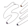 Natural Amethyst/Rose Quartz/Tiger Eye/Amazonite/Sodalite Faceted Round Pendant Necklaces NJEW-JN05133-01-2