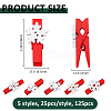 125Pcs 5 Styles Wooden Snowflake Clothespins Craft Clips FIND-FH0016-80-2