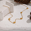 304 Stainless Steel Flower Link Chain Necklaces for Women BR4750-3