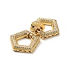 Brass Micro Pave Clear Cubic Zirconia Fold Over Clasps KK-G414-11G-3