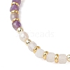 Natural Rose Quartz & Natural AmethystCube Beaded Stretch Bracelets for Women BJEW-JB13390-01-4