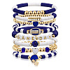 7Pcs Rugby Polymer Clay Heishi & CCB Plastic Beaded Stretch Bracelets Set FS-WGC7825-03-1