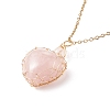 Copper Wire Wrapped Natural Rose Quartz Heart Pendant Necklaces NJEW-JN03971-01-1