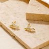 Mini 3D Willow Leaf Brass Clear Cubic Zirconia Stud Earrings Fashion Accessories NO4819-4