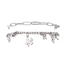 304 Stainless Steel Paperclip & Figaro Chain Bracelets for Women BJEW-JB12445-03-2