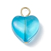 Heart Gradient Color Baking Paint Transparent Glass Pendants PALLOY-JF03264-01-3