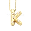 Brass & Plastic Pearl Letter Pendant Box Chain Necklaces for Women NJEW-U017-01G-11-1