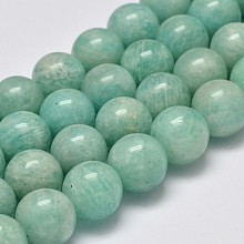 Grade AB Natural Amazonite Round Bead Strands G-M296-06-8mm