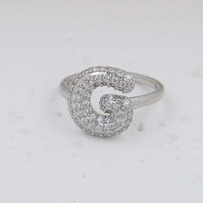 Brass Micro Pave Clear Cubic Zirconia Cuff Rings FS-WG17FF6-07-1